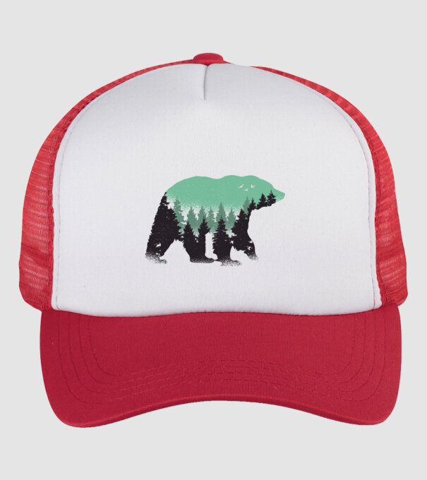 Urs pădure Natură tricou model alb/roșu pe tricou