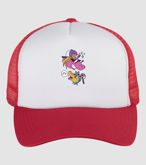 Unicorni cool model alb/roșu pe tricou