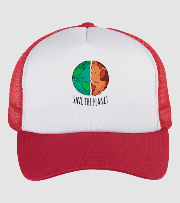 Salvați planeta model alb/roșu pe tricou