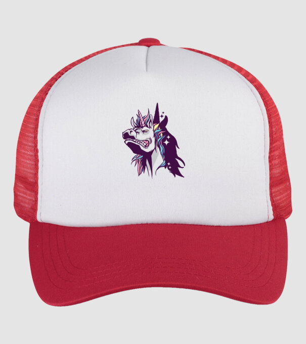 Unicorn supărat model alb/roșu pe tricou