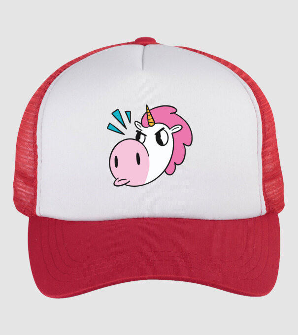 Unicorn supărat model alb/roșu pe tricou