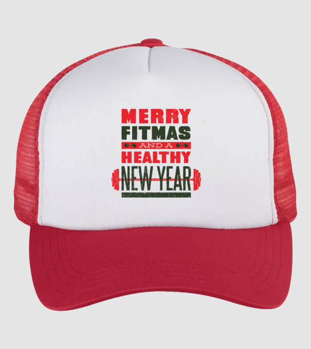 Merry Fitmas and a Healthy New Year tricou amuzant antrenament model alb/roșu pe tricou