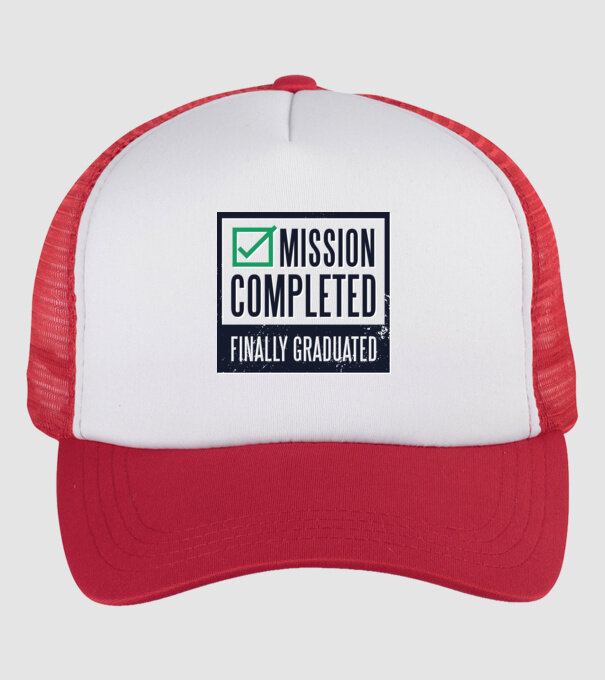 Mission completed Graduation pentru Absolvire model alb/roșu pe tricou