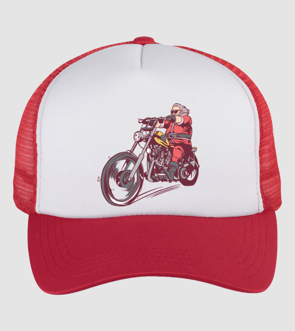 Moș Crăciun motociclist model alb/roșu pe tricou