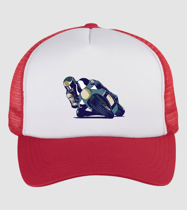 Concurent motocicletă model alb/roșu pe tricou