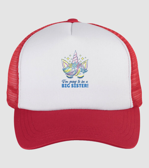 O să fiu un frate mai mare Unicorn model alb/roșu pe tricou