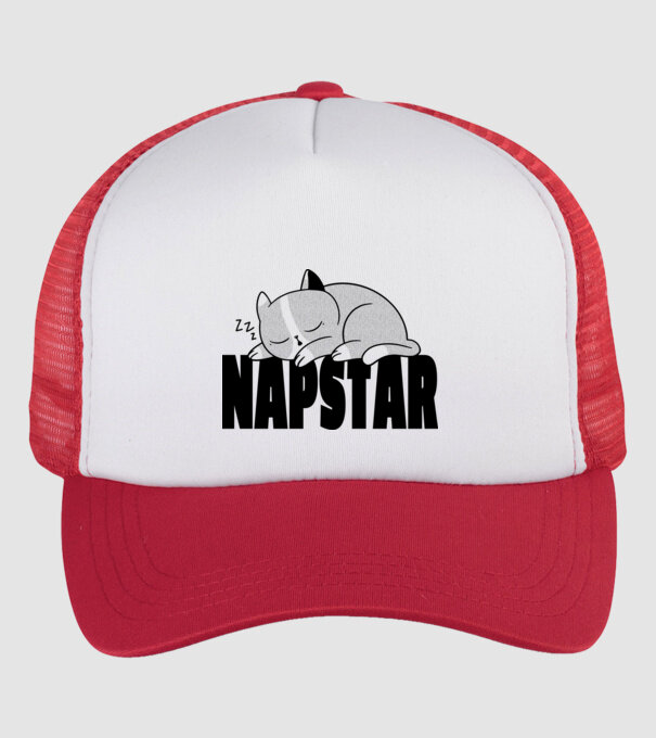 Pisică Napstar model alb/roșu pe tricou