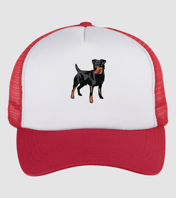 Câine de vânătoare german Terrier model alb/roșu pe tricou