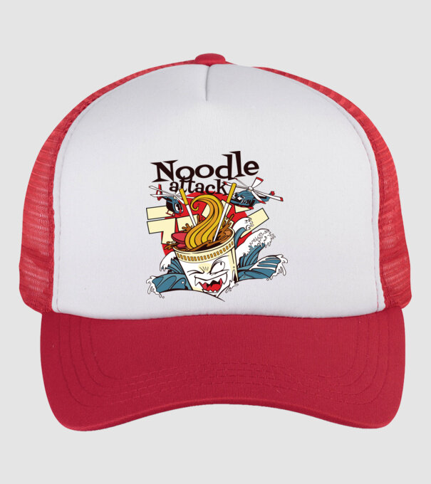 Noodle Attack model alb/roșu pe tricou