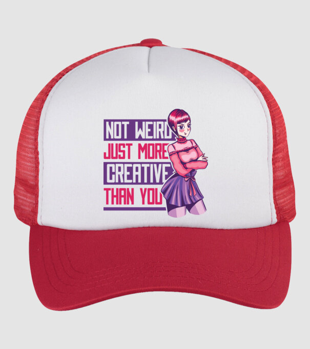 Not weird just more creative than you Anime model alb/roșu pe tricou