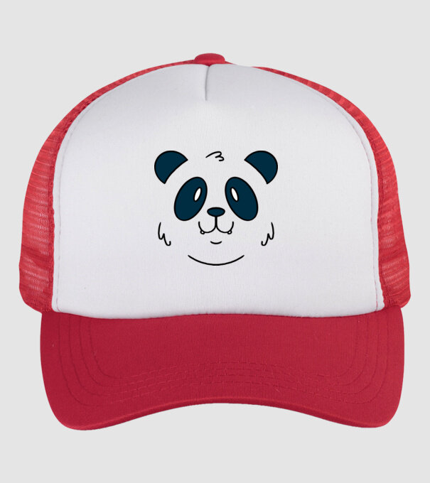 Cap de panda model alb/roșu pe tricou