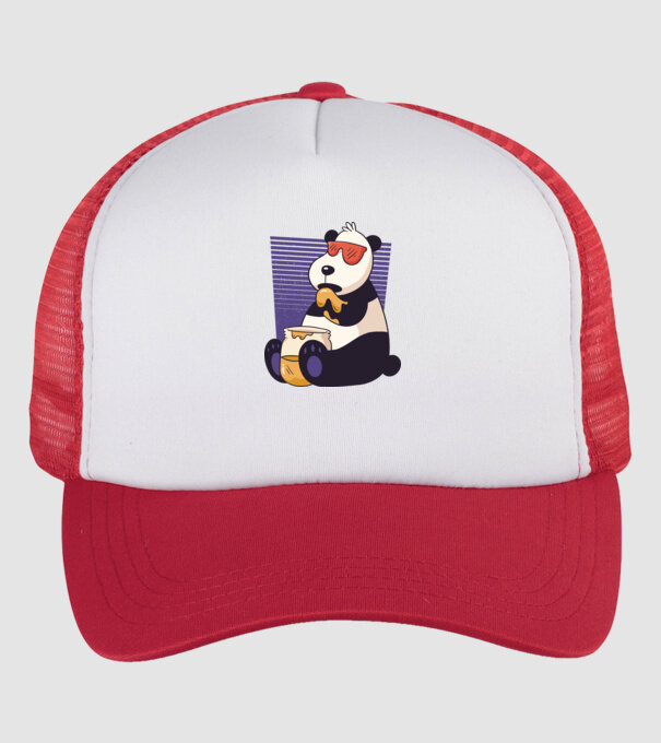 Panda cu miere model alb/roșu pe tricou