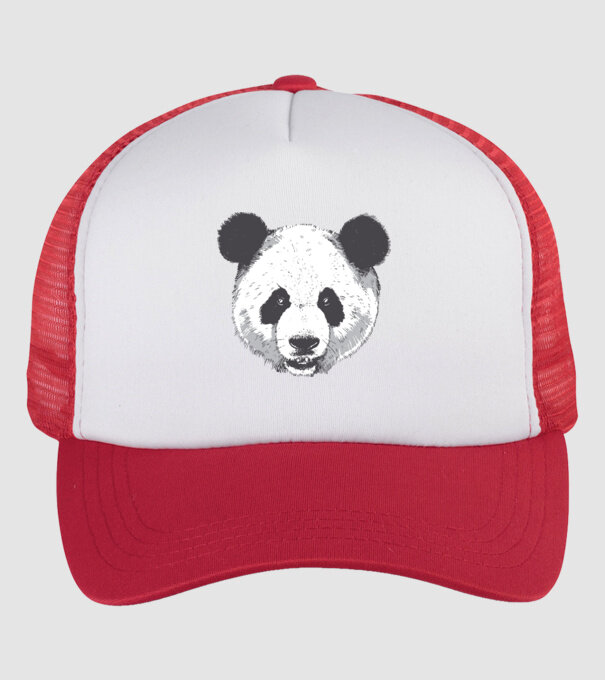 Cap de panda model alb/roșu pe tricou