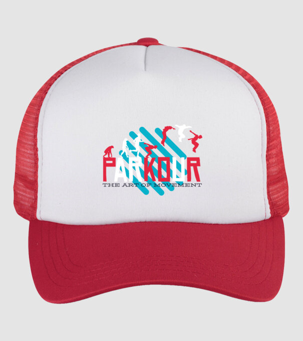 Parkour - Arta mișcării model alb/roșu pe tricou