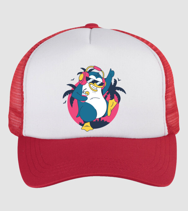 Pinguin de Petrecere model alb/roșu pe tricou