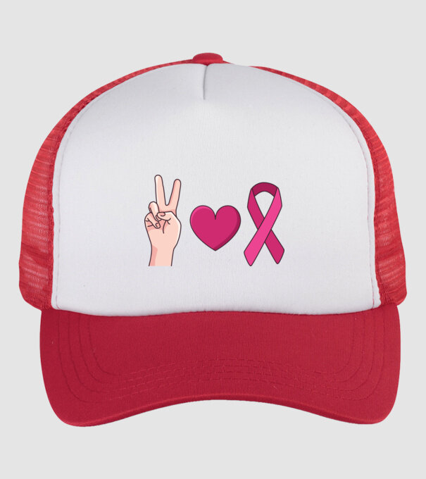 Peace Love lupta împotriva cancerului de sân model alb/roșu pe tricou
