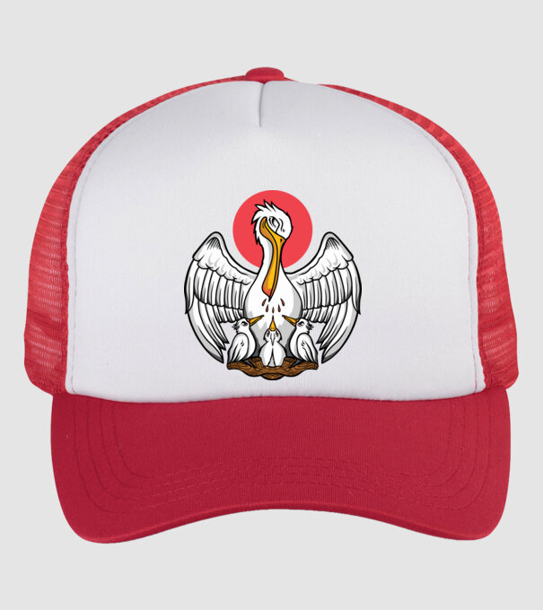 Familie Pelican model alb/roșu pe tricou