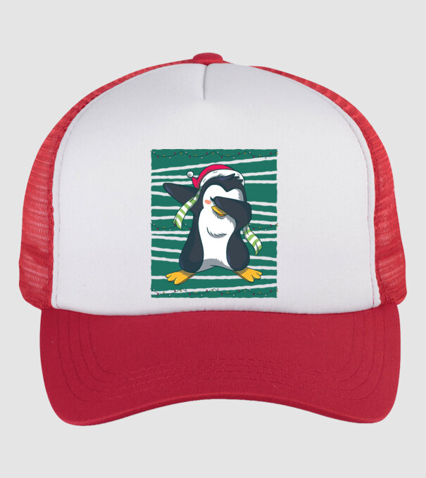 Pinguin DAB Crăciun model alb/roșu pe tricou