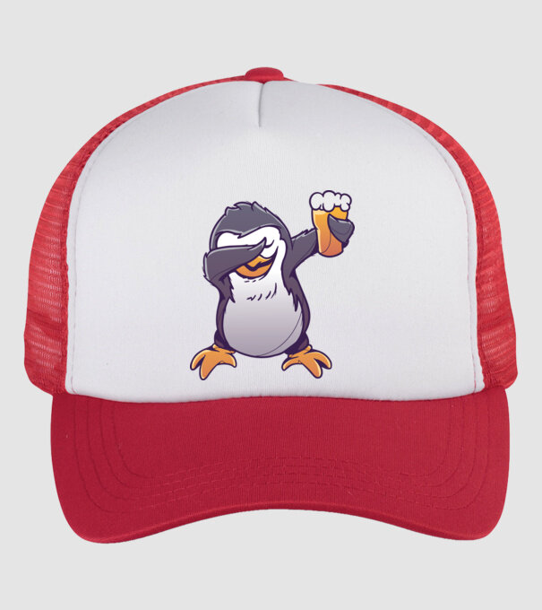 Pinguin cu Bere DAB model alb/roșu pe tricou