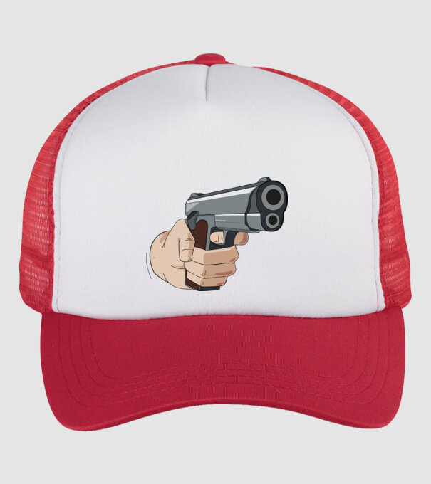 Pistol model alb/roșu pe tricou