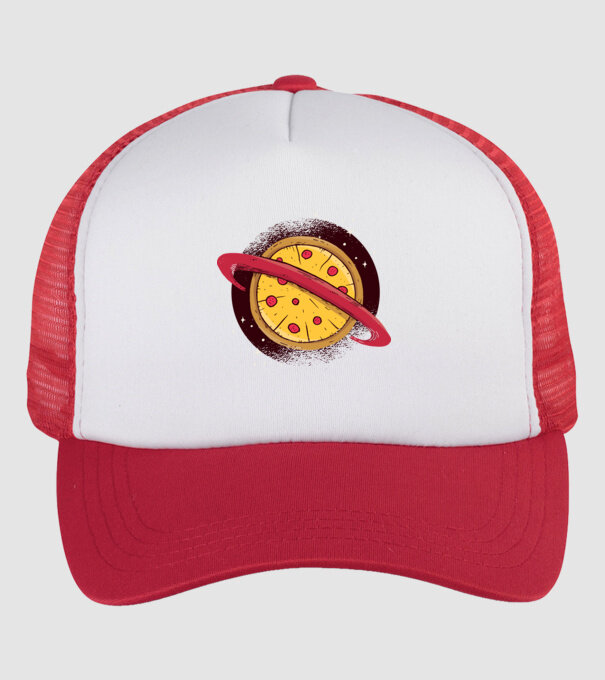 Pizza Planetă model alb/roșu pe tricou
