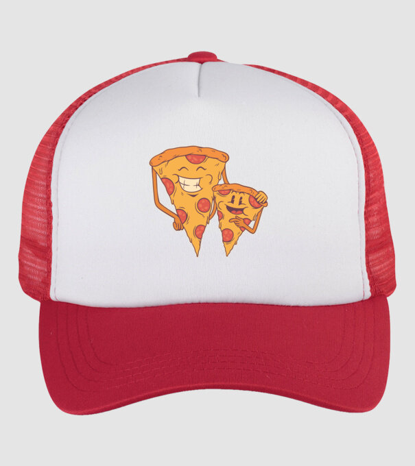 Familie Pizza model alb/roșu pe tricou