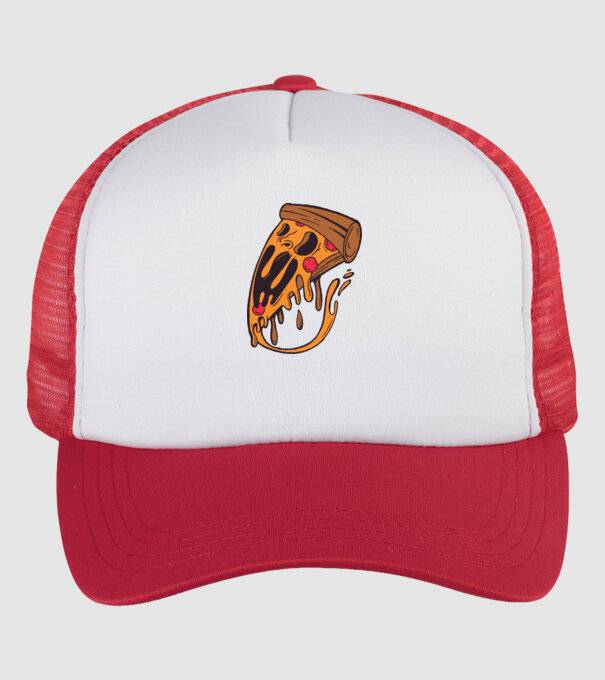 Pizza Horror model alb/roșu pe tricou