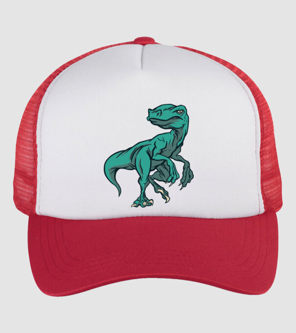 Dinozaur Raptor model alb/roșu pe tricou