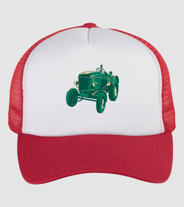 Tractor vechi model alb/roșu pe tricou