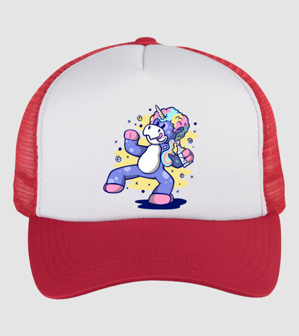 Unicorn beat model alb/roșu pe tricou