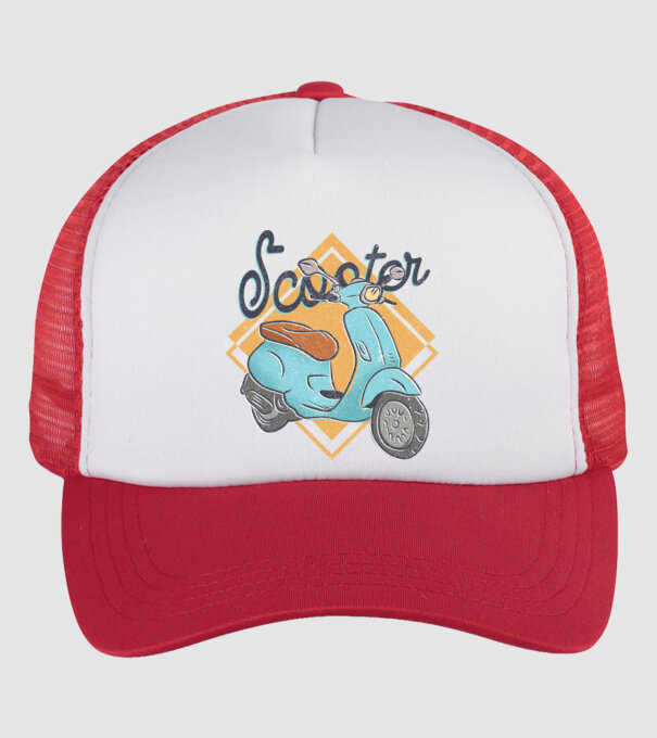 Scooter model alb/roșu pe tricou