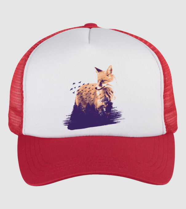 Vulpe Pădure model alb/roșu pe tricou