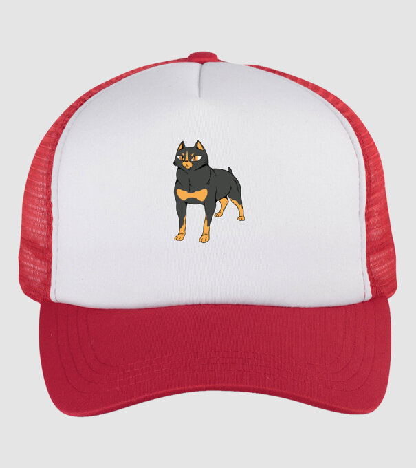 Rottweiler pisică model alb/roșu pe tricou