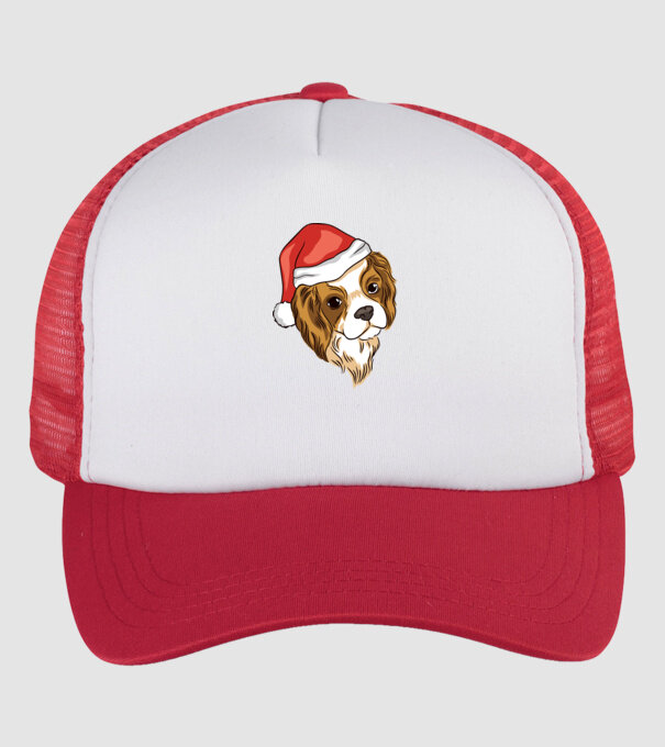 Santa Cocker Spaniel model alb/roșu pe tricou