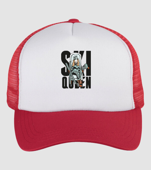 Ski Queen - Regină schioară model alb/roșu pe tricou