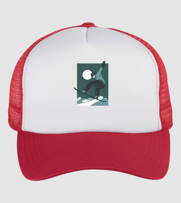 Săritură Snowboard model alb/roșu pe tricou