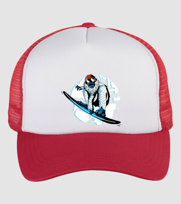 Yeti Snowboarder model alb/roșu pe tricou
