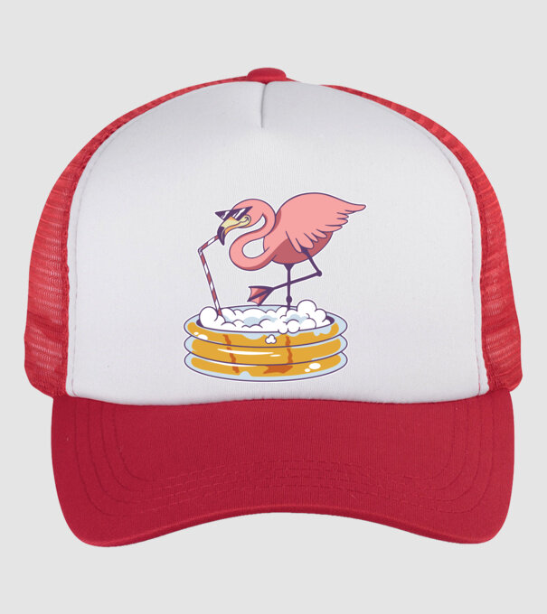 Flamingo cu bere model alb/roșu pe tricou