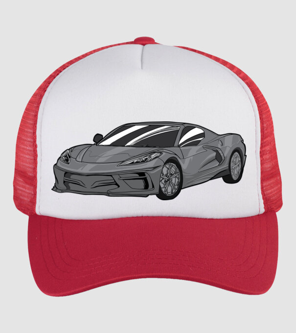 Mașină sport model alb/roșu pe tricou