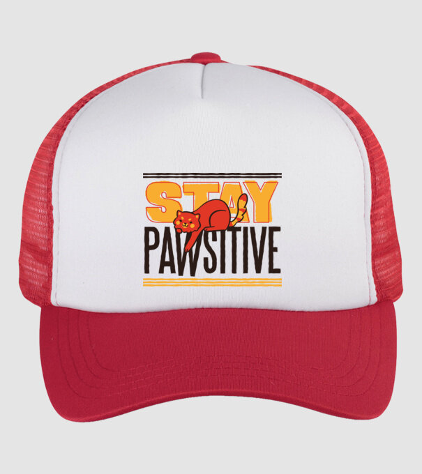 Stay Pawsitive model alb/roșu pe tricou