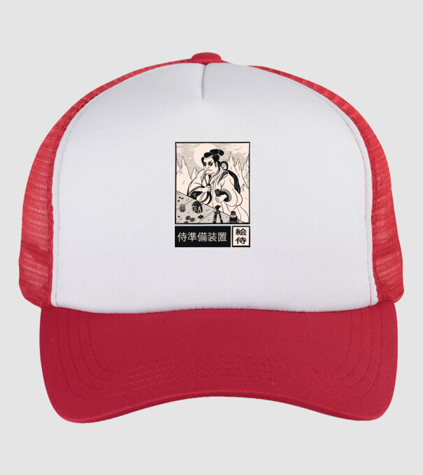 Samurai model alb/roșu pe tricou