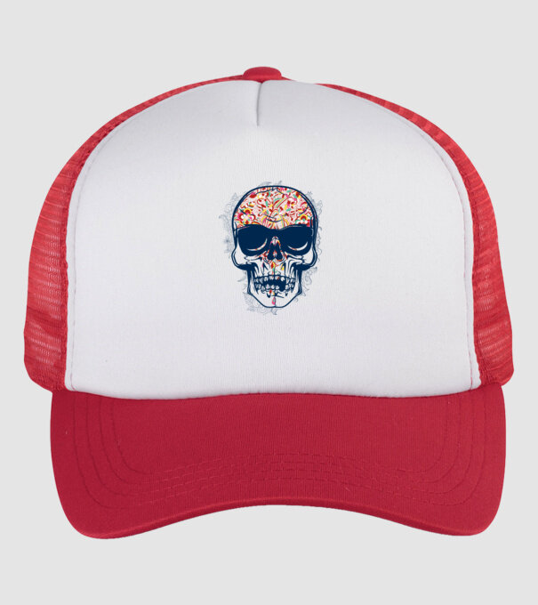 Craniu colorat model alb/roșu pe tricou