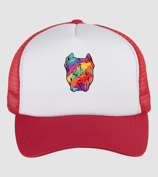 Cap colorat Pitbull model alb/roșu pe tricou