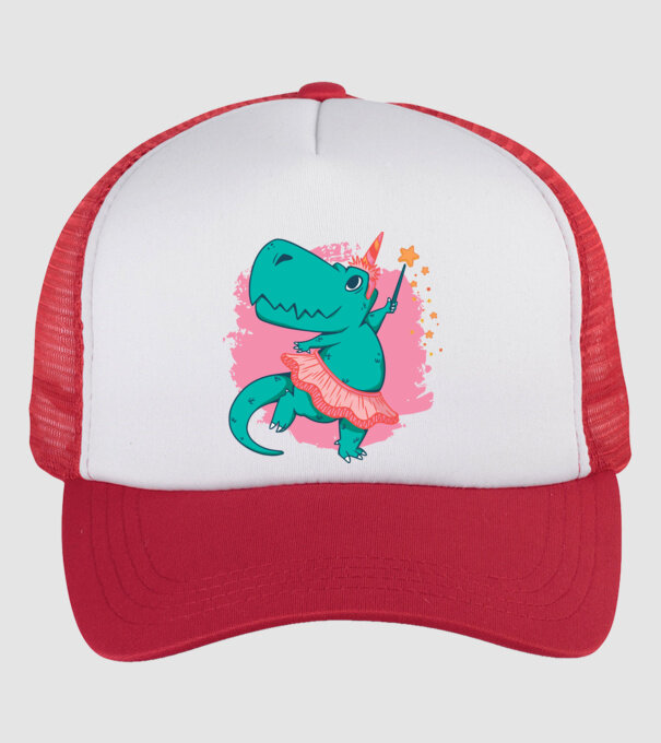 T-rex Balerină model alb/roșu pe tricou