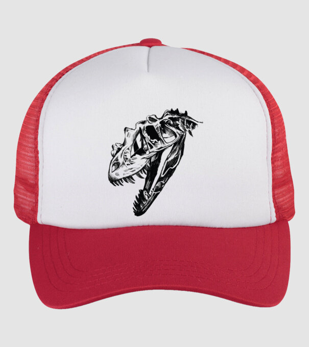 Craniu T-rex model alb/roșu pe tricou