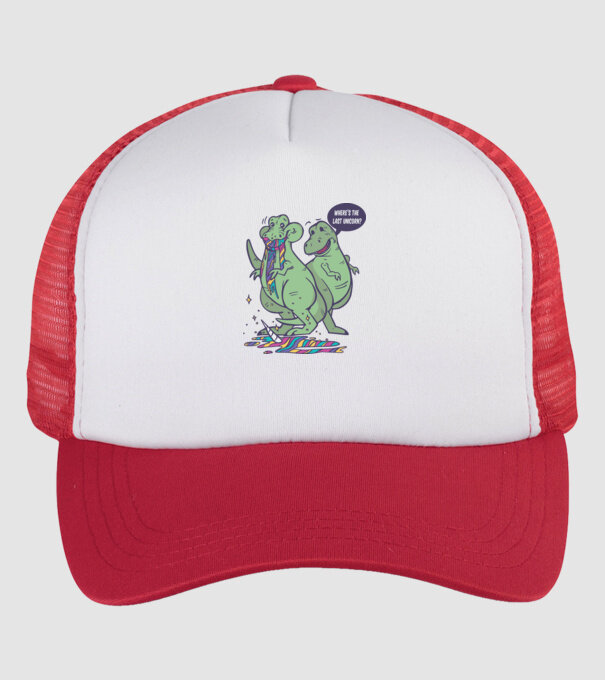 T-rex a mâncat unicornul model alb/roșu pe tricou