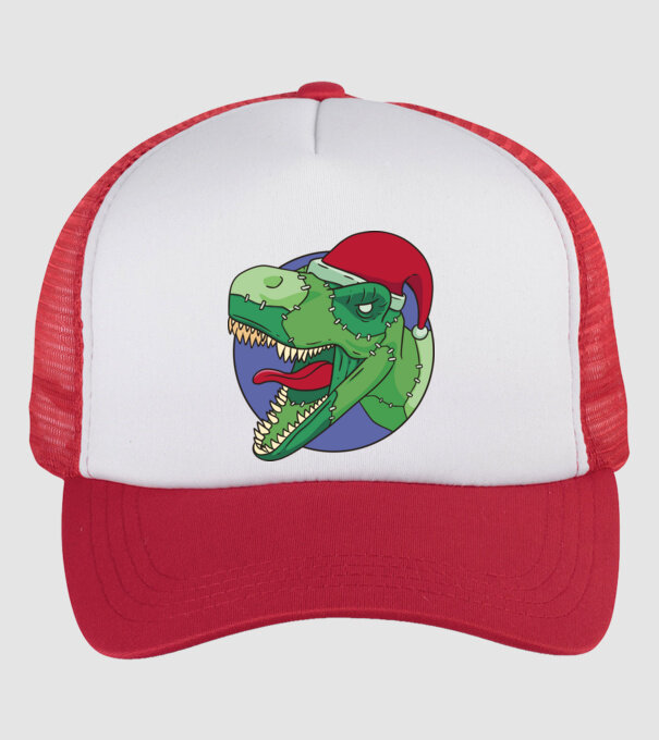 T-rex Santa model alb/roșu pe tricou