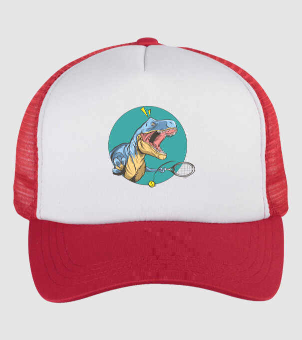 Dinozaur T-rex Tenis model alb/roșu pe tricou