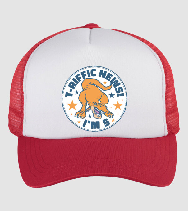 'T-rex Terrific news i''m 5' model alb/roșu pe tricou