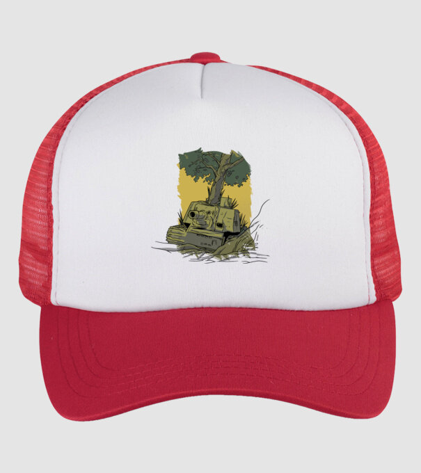 Tanc Copac model alb/roșu pe tricou